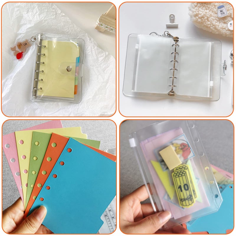 DY.2ten A7 6-Hole Binder Notebook Refills Set - 135 Sheets (270 Pages) Graph Paper + 2pcs A7 Zipper Binder Pockets + 5 Pcs A7 Dividers + Ruler,for Filofax A7 Refills Inserts Paper - Image 5
